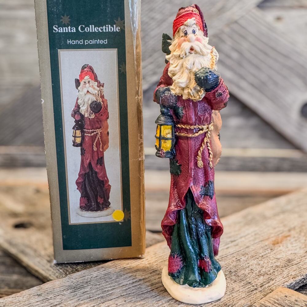 Roman Inc-Rustic Santa Christmas Collectible Hand Painted Decor-Original Box-6"H